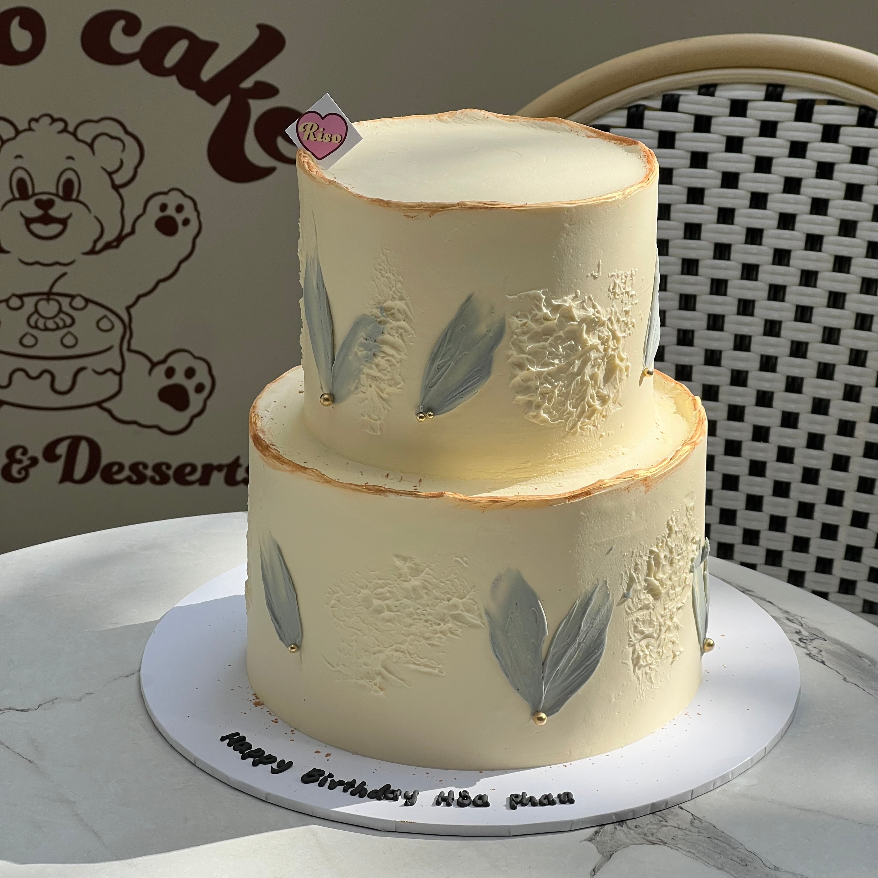 White & Grey 2 tier Cake