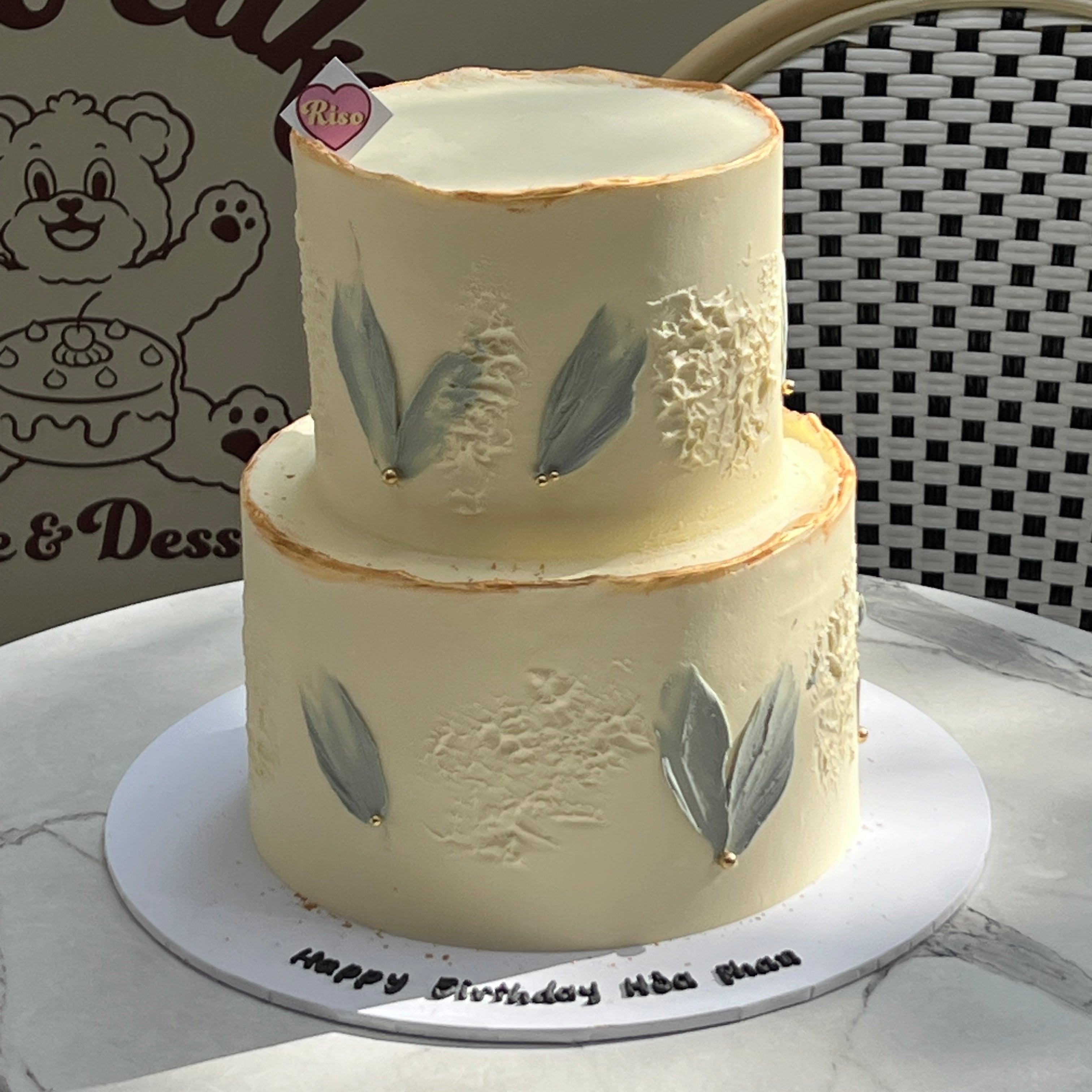 White & Grey 2 tier Cake