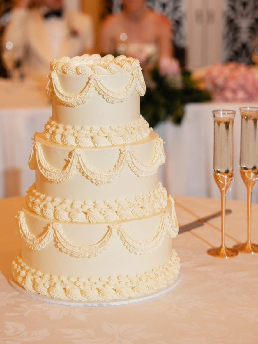 White Vintage 3 tier Cake