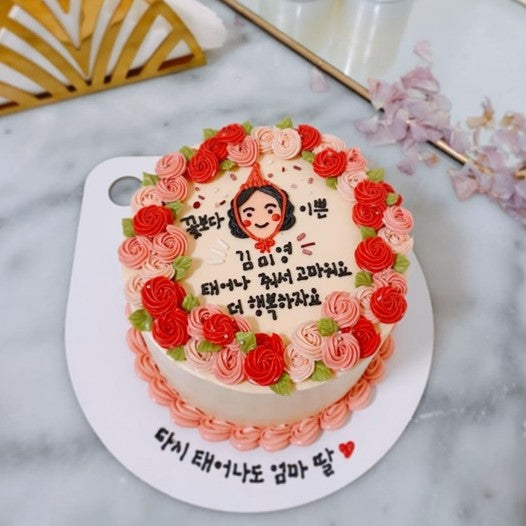 Rose Wreath Illustration Cake