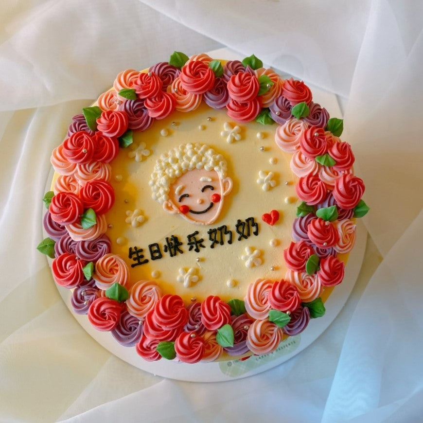 Rose Wreath Illustration Cake