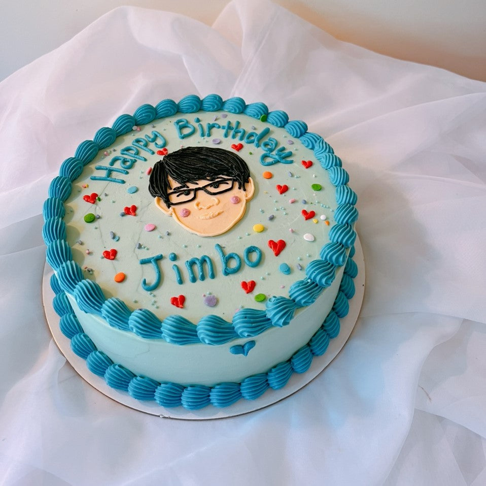 Shell Border Face Illustration Cake