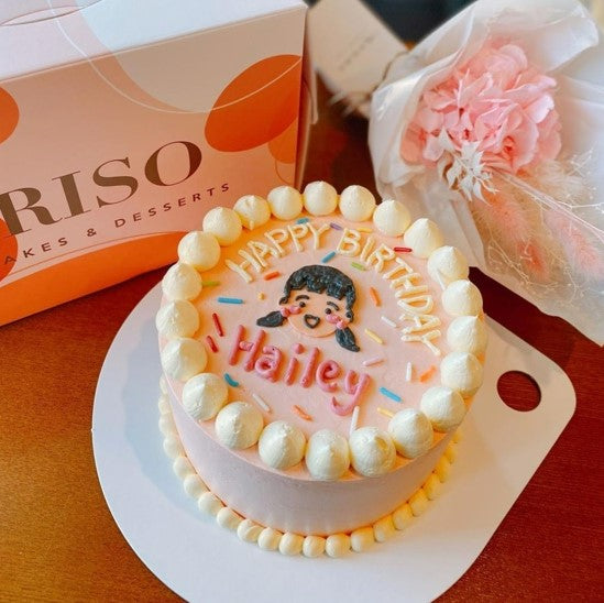 Pom Pom Illustration Cake (Round/Heart)