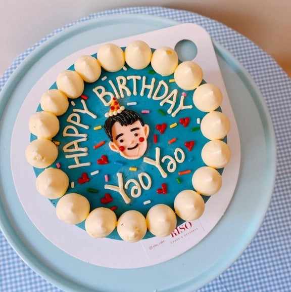 Pom Pom Illustration Cake (Round/Heart)