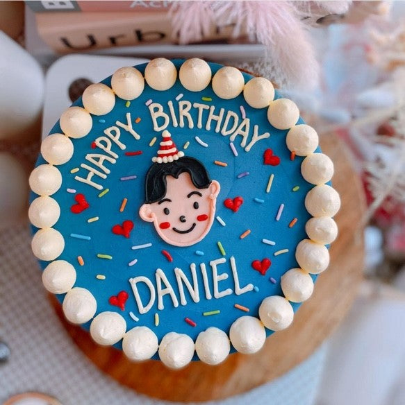 Pom Pom Illustration Cake (Round/Heart)