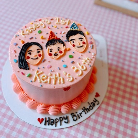 Face Illustration Cake (Round/Heart)