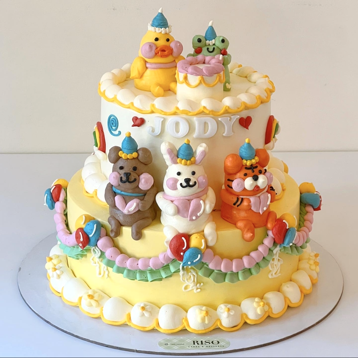Animal Party 2 tier Cake