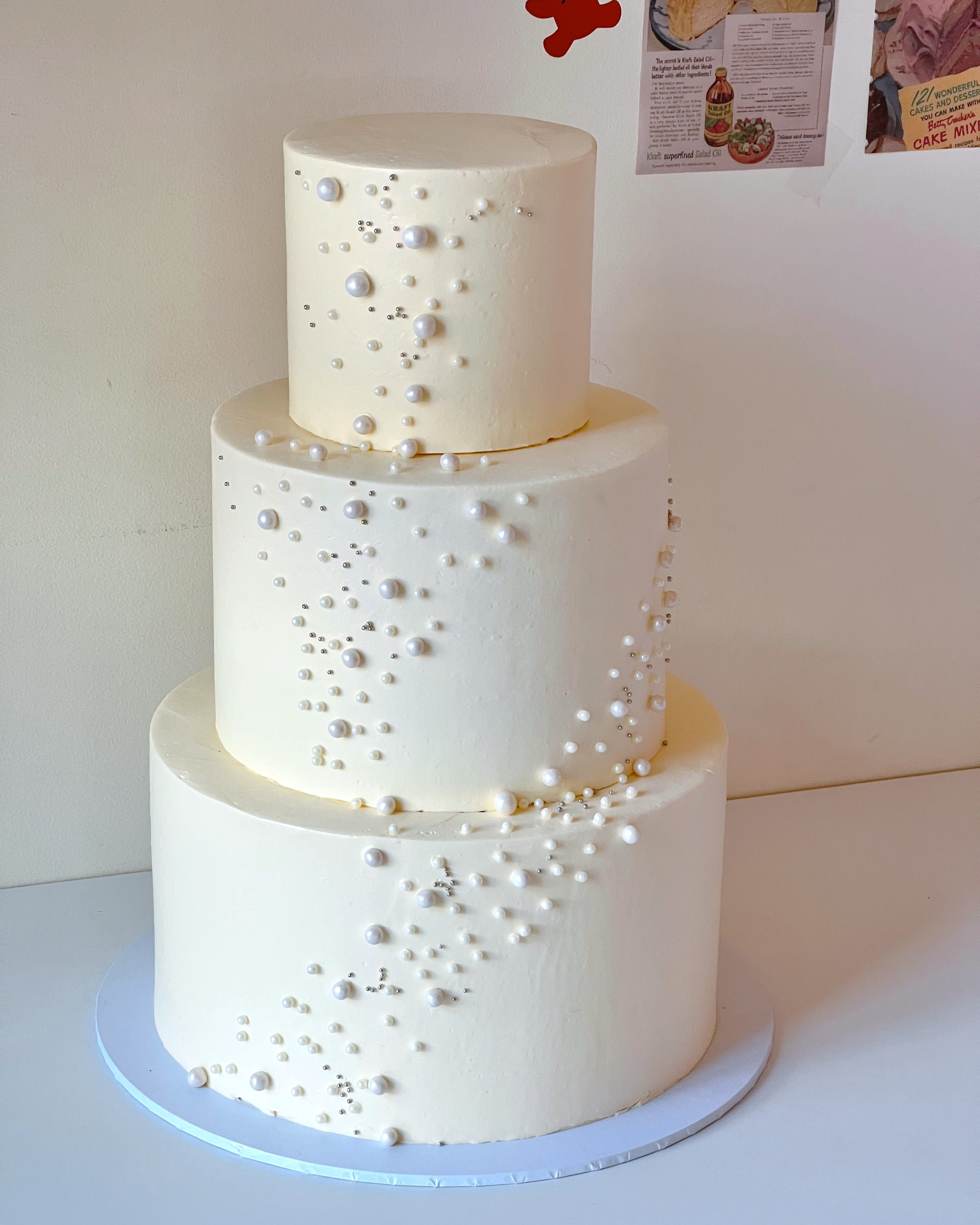 Pearl Wedding 3 tier Cake