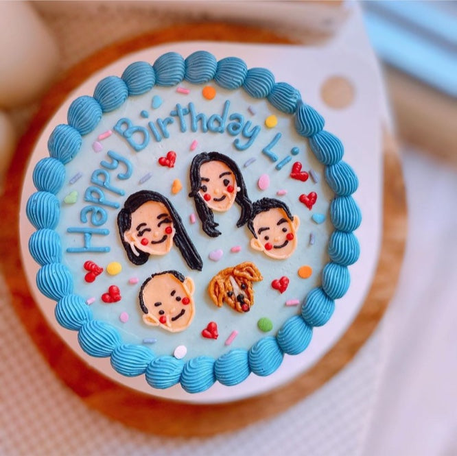 Shell Border Face Illustration Cake