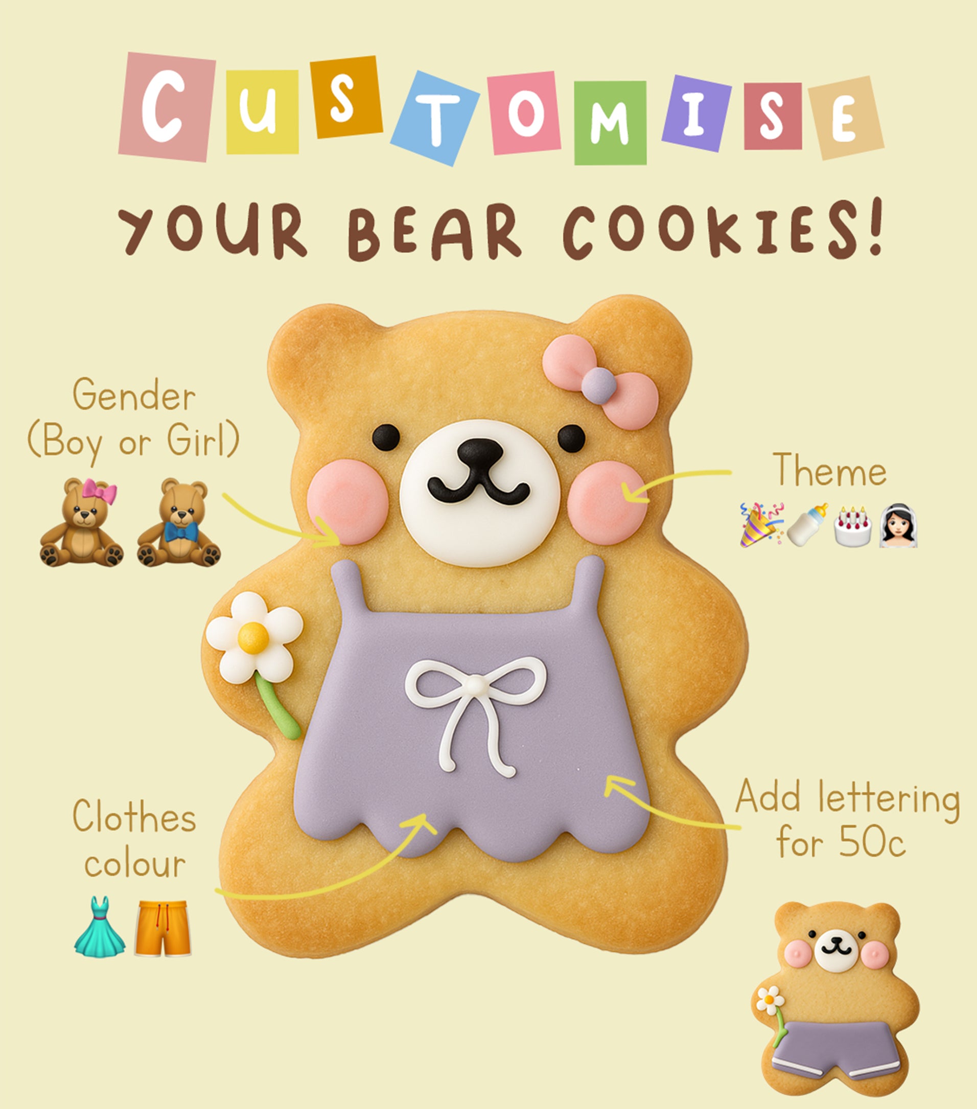 Teddy Bear Cookie (No lettering)