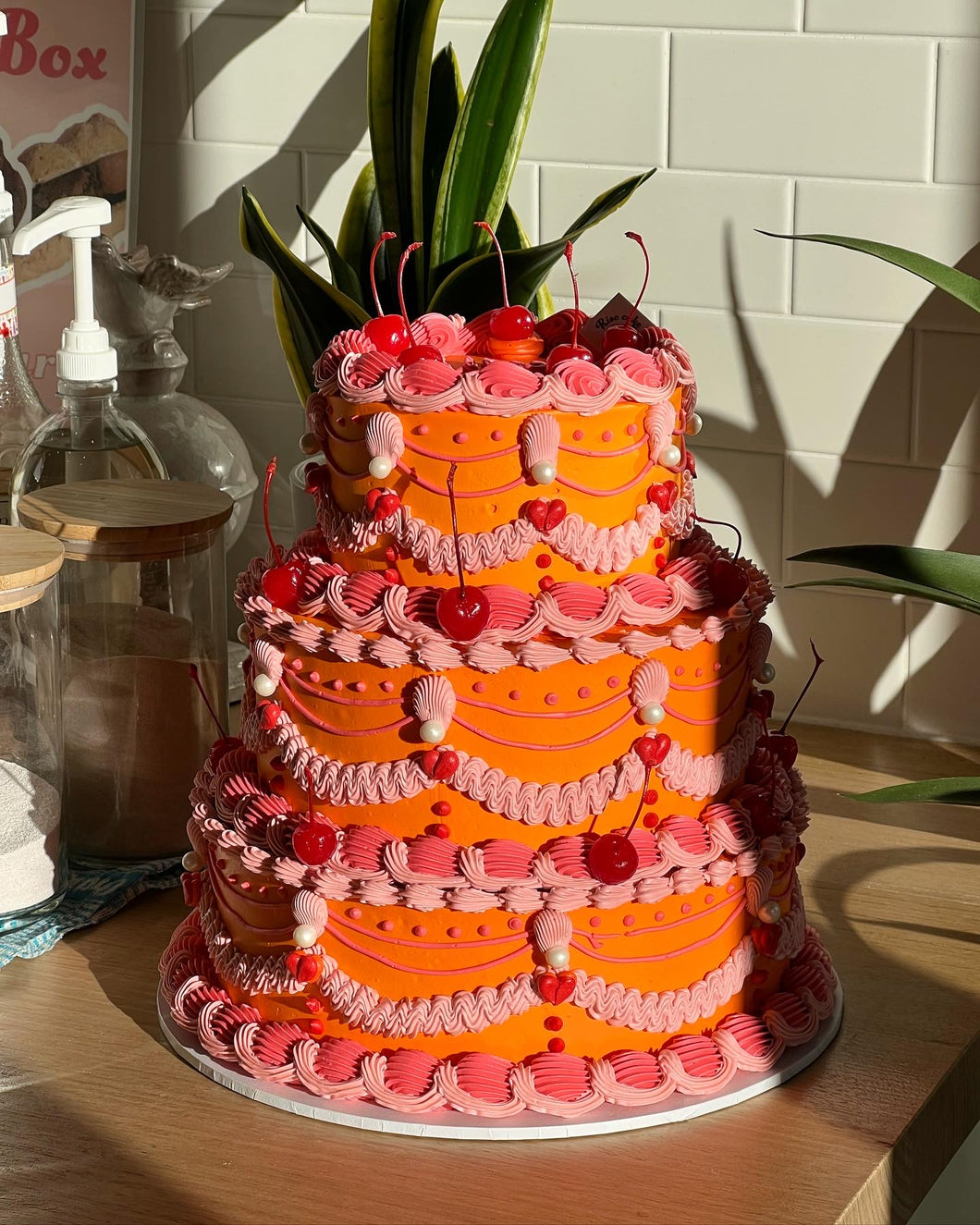 Vintage Orange  3 tier Cake