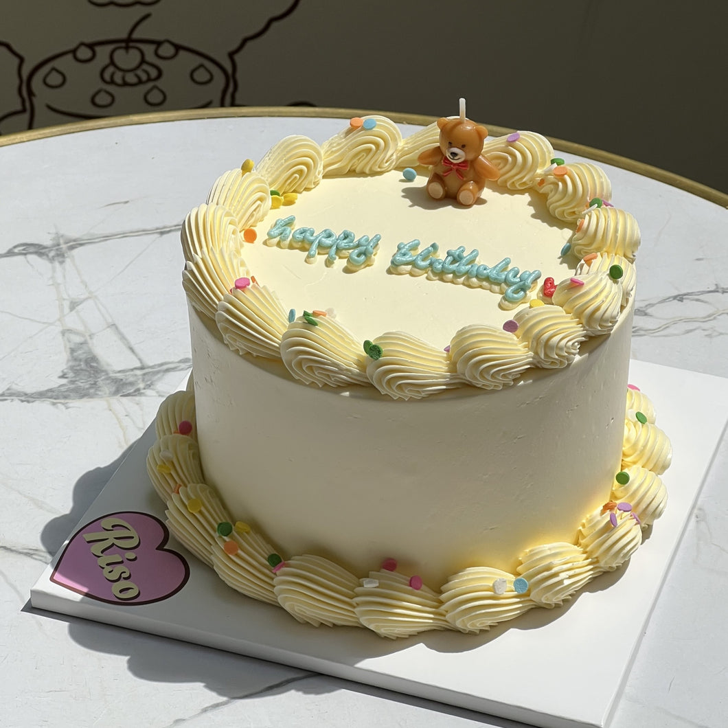 Simple Bear Candle Cake (Round/Heart)