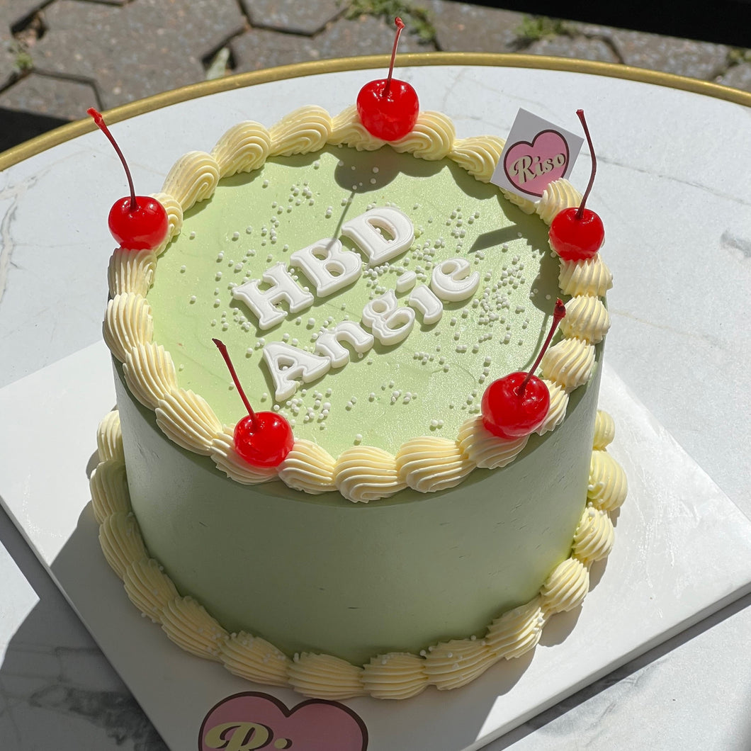 [Gender Reveal] Simple Retro Cake (Round/Heart)
