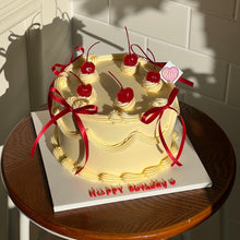 Load image into Gallery viewer, Cherry Ribbon Cake (Round/Heart)
