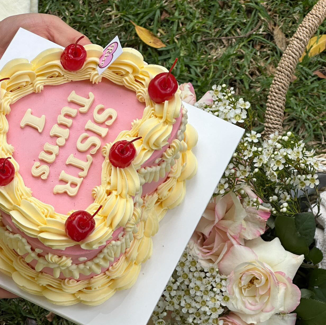 One Colour Text Cake (Round/Heart)