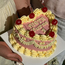 One Colour Text Cake (Round/Heart)