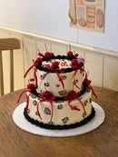 Leopard Cherry 2 tier Cake