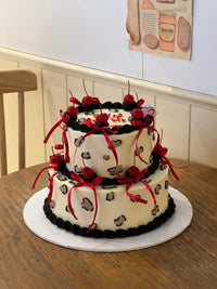 Leopard Cherry 2 tier Cake