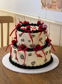 Leopard Cherry 2 tier Cake