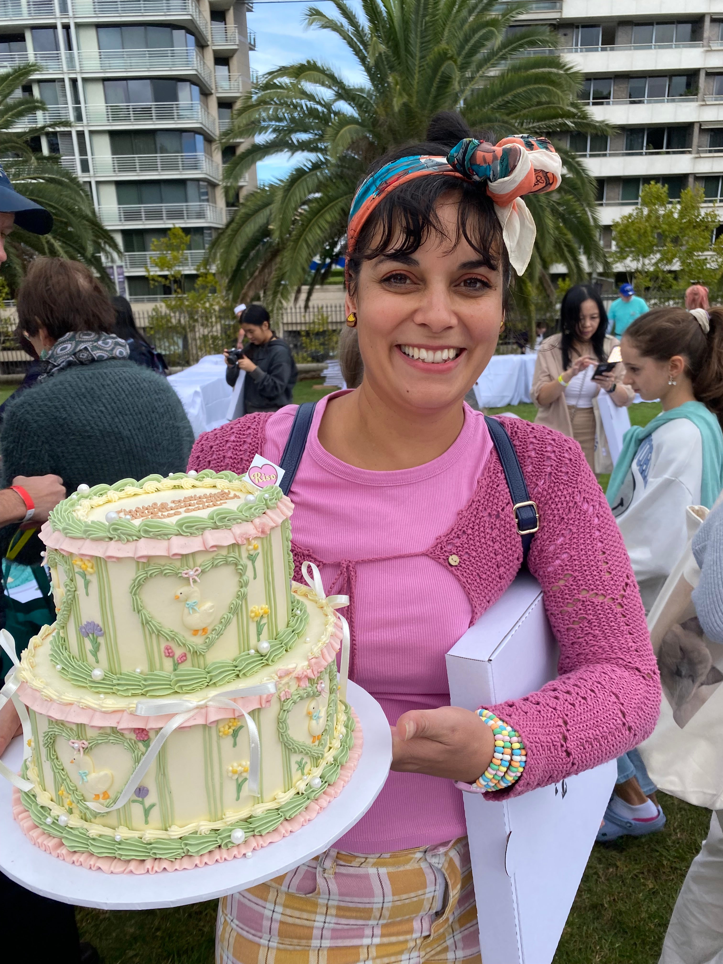 Gingham Silly Goose 2 tier Cake