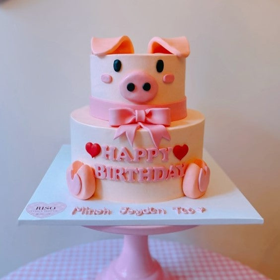 Baby Pig 2 tier Cake