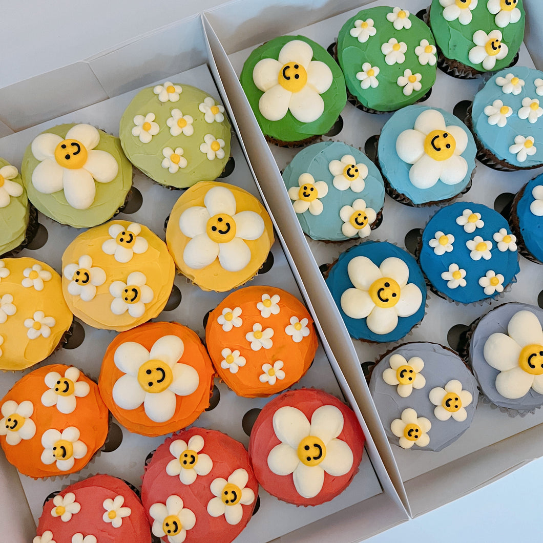 Rainbow Daisy Cupcake