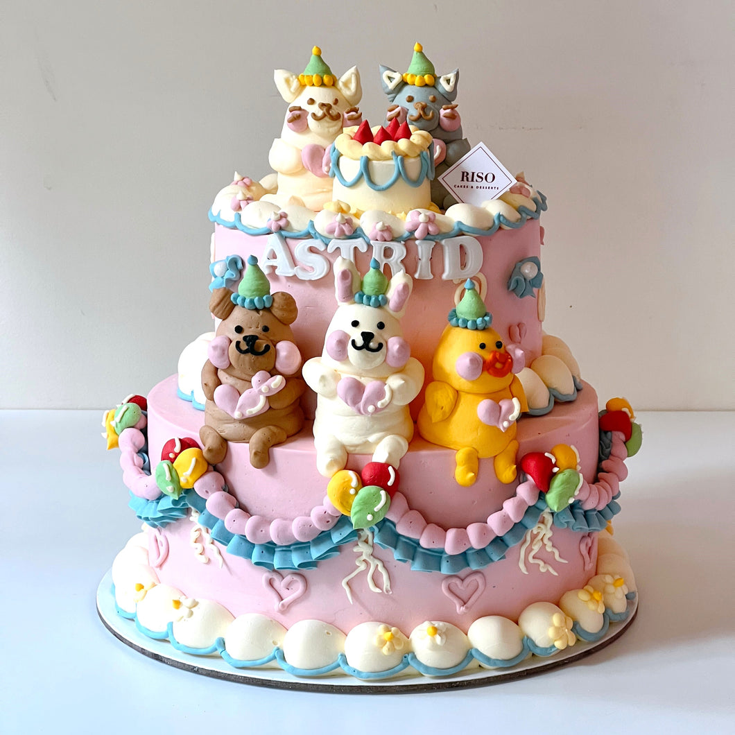 Animal Party 2 tier Cake