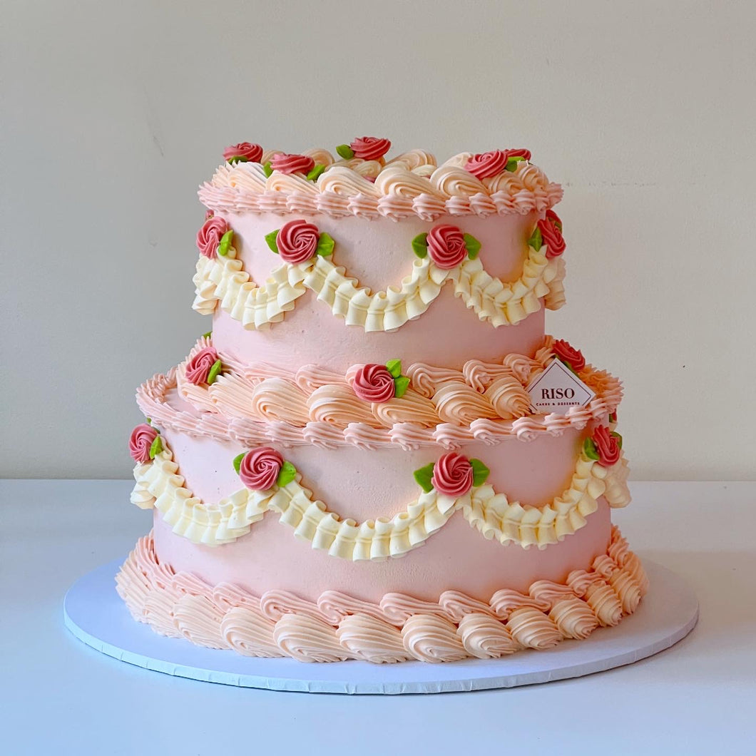 Vintage Rose 2 tier Cake