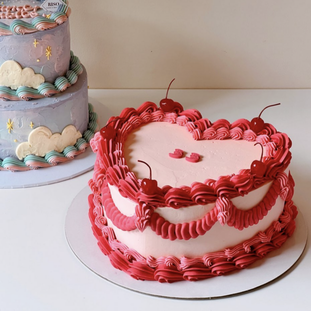 One Colour Text Cake (Round/Heart)