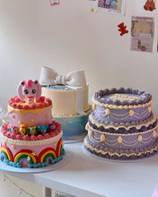 Load image into Gallery viewer, Purple Vintage 2 tier Cake
