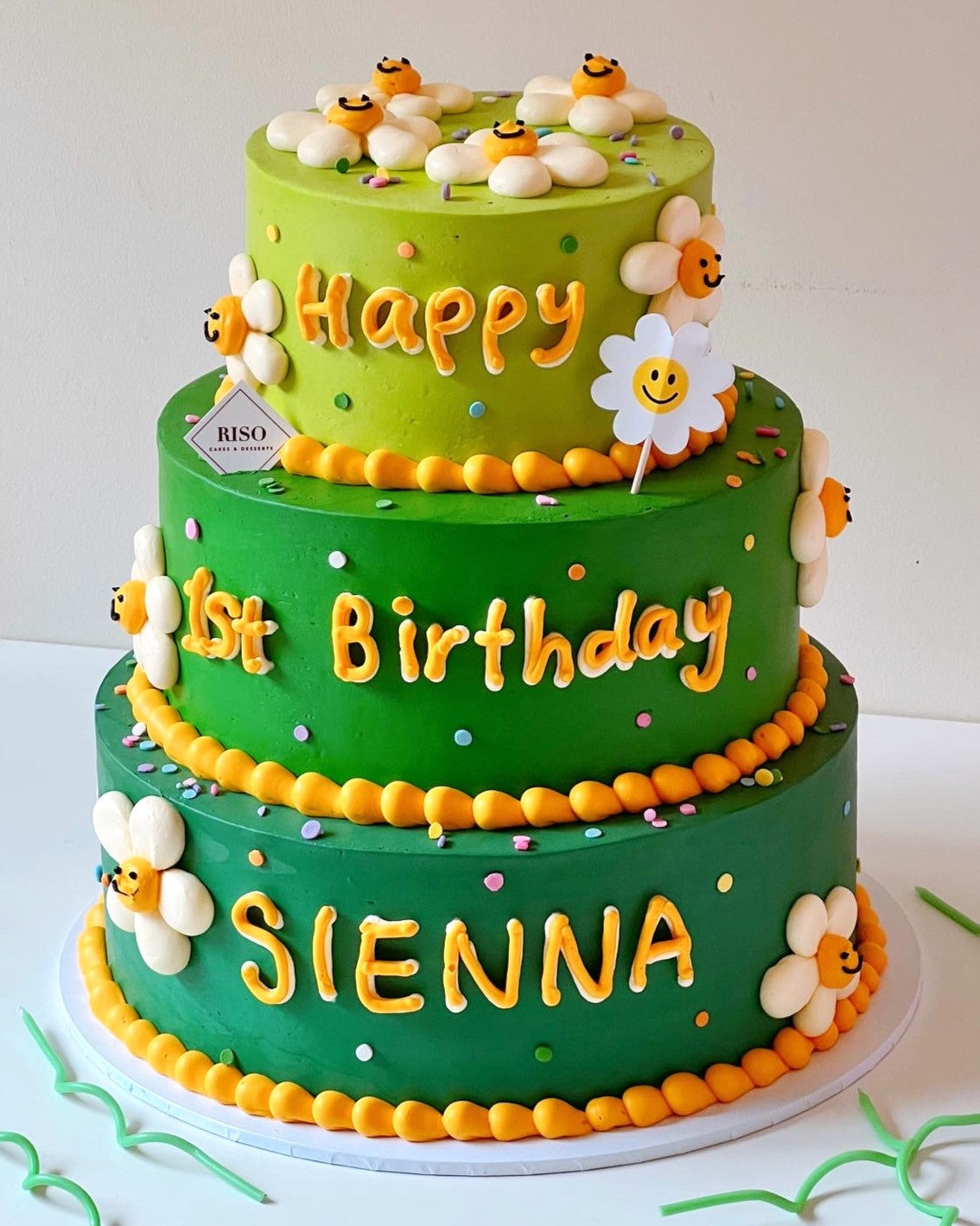 Smiley Daisy 3 tier Cake