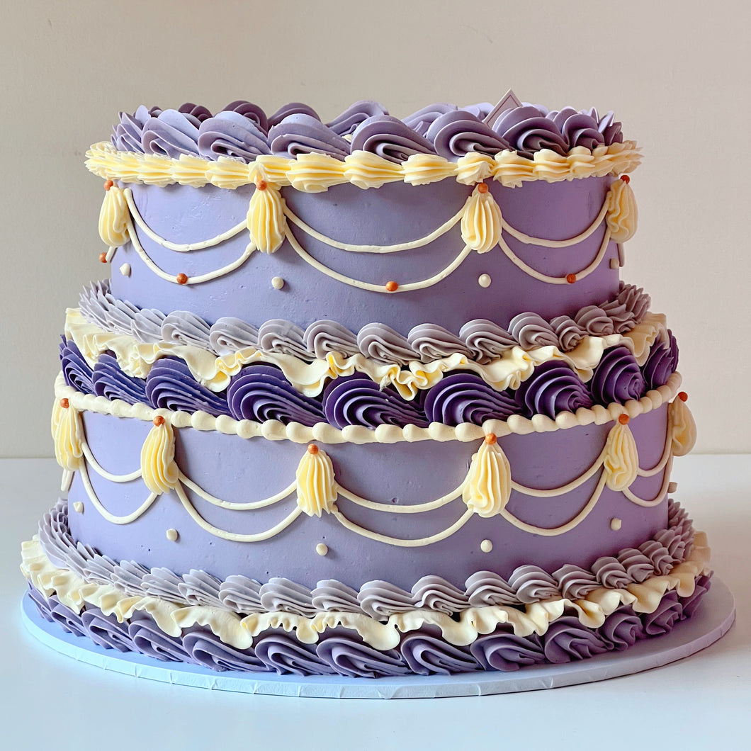 Purple Vintage 2 tier Cake