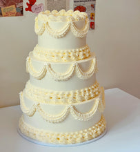 Load image into Gallery viewer, White Vintage 3 tier Cake
